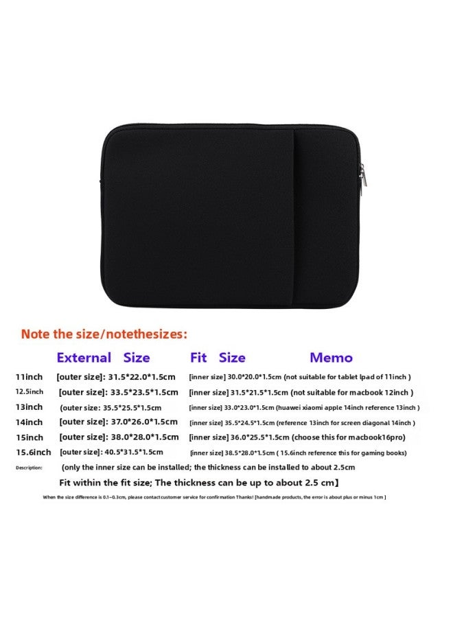 Fleece Lined Laptop Sleeve Protective Case For Macbook Tablet Computer Bag Breathable Wear Resistant Shock Absorption Soft Polyester-Color:black Fleece-lined-Dimensions:15.6 Inch - Image 1